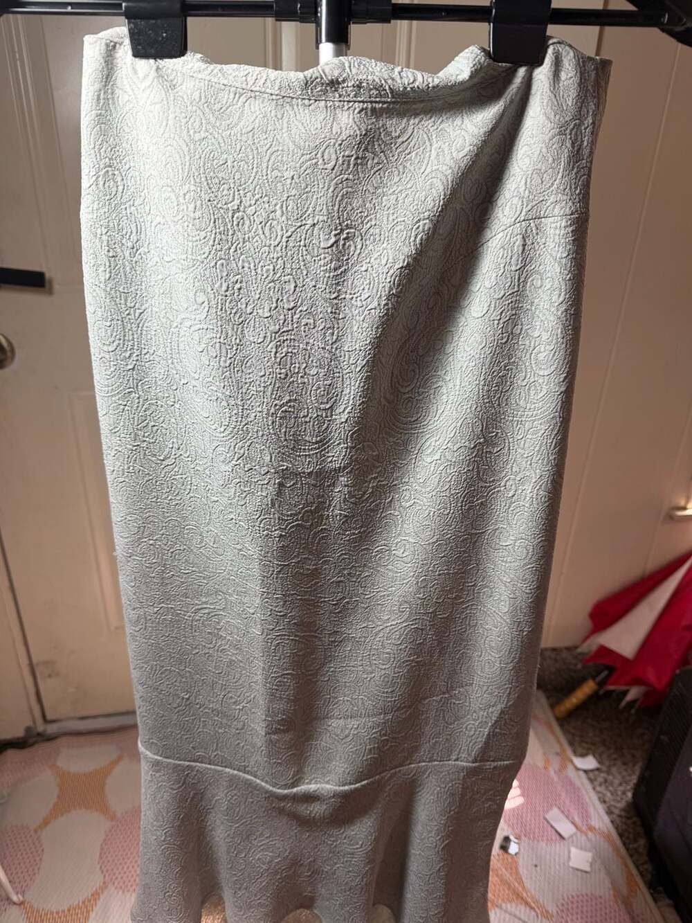 Tailor B. Moss Gray Paisley Jacquard Mermaid Midi Skirt Size 2